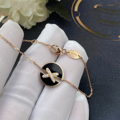 [⭐Hevara Jewelry]JEUX DE BRACELET ONYX PINK GOLD DIAMOND