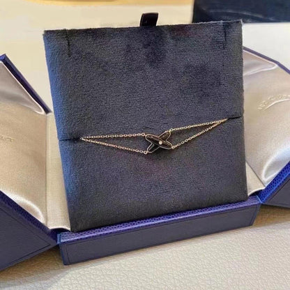 [⭐Hevara Jewelry]JEUX BRACELET ONYX PINK GOLD 1 DIAMOND