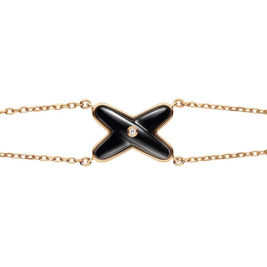 [⭐Hevara Jewelry]JEUX BRACELET ONYX PINK GOLD 1 DIAMOND