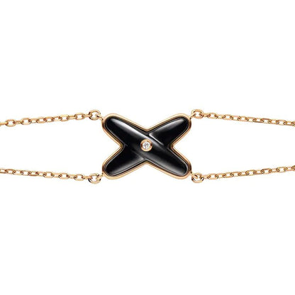 [⭐Hevara Jewelry]JEUX BRACELET ONYX PINK GOLD 1 DIAMOND