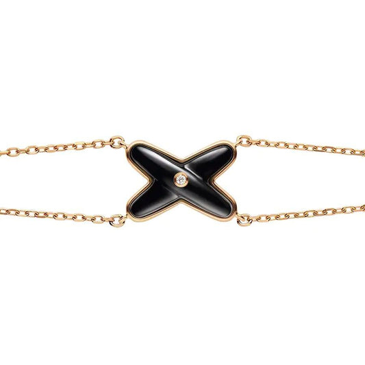 [⭐Hevara Jewelry]JEUX BRACELET ONYX PINK GOLD 1 DIAMOND
