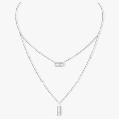 [⭐Hevara Jewelry]MOVE 2 ROW DIAMOND NECKLACE