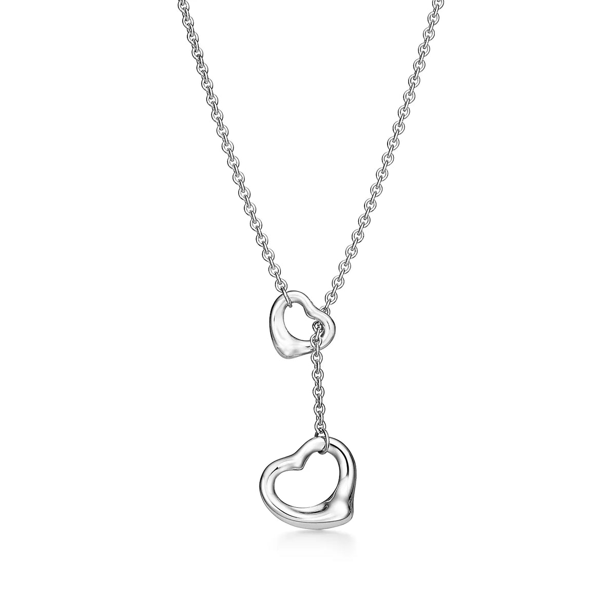 [Hevara Jewelry]OPEN HEART LARIAT NECKLACE SILVER