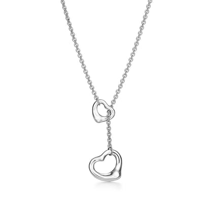 [Hevara Jewelry]OPEN HEART LARIAT NECKLACE SILVER