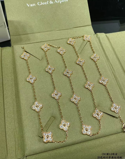 [⭐Hevara Jewelry]CLOVER 20 MOTIFS FULL-DIAMOND NECKLACE