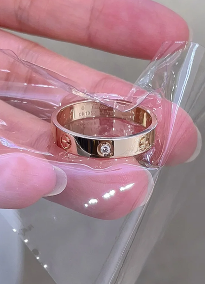 [⭐Hevara Jewelry]LOVE RING 4MM 1 DIAMOND