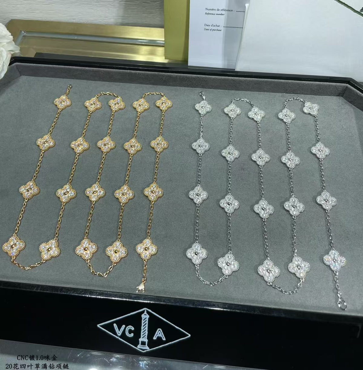 [⭐Hevara Jewelry]CLOVER 20 MOTIFS FULL-DIAMOND NECKLACE