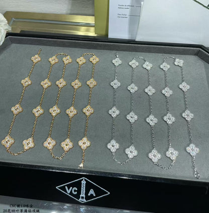 [⭐Hevara Jewelry]CLOVER 20 MOTIFS FULL-DIAMOND NECKLACE