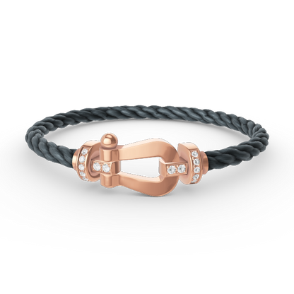 [⭐Hevara Jewelry]FORCE LARGE HORSESHOE HALF DIAMOND BRACELET ROSE GOLD