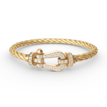 [⭐Hevara Jewelry]FORCE LARGE HORSESHOE FULL DIAMOND BRACELET GOLD