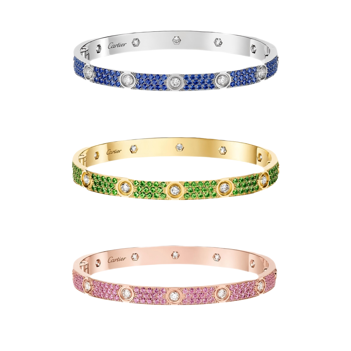 [⭐Hevara Jewelry]2026 PAVE GEMSTONE LOVE BRACELET 6.1MM 10 DIAMONDS
