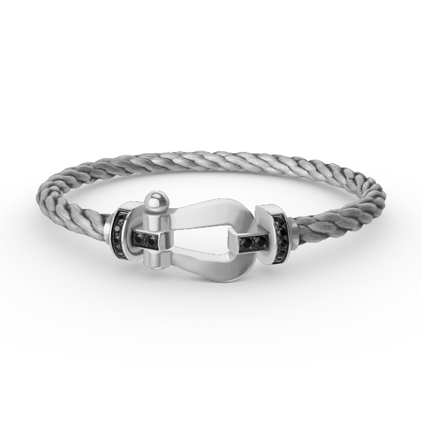 [⭐Hevara Jewelry]FORCE LARGE HORSESHOE BLACK DIAMOND BRACELET SILVER