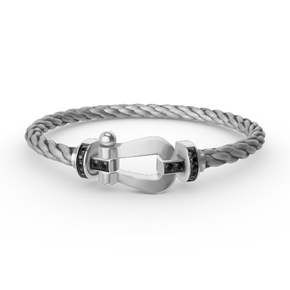 [⭐Hevara Jewelry]FORCE LARGE HORSESHOE BLACK DIAMOND BRACELET SILVER