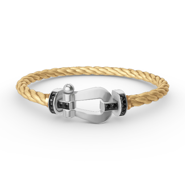 [⭐Hevara Jewelry]FORCE LARGE HORSESHOE BLACK DIAMOND BRACELET SILVER