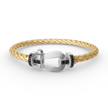 [⭐Hevara Jewelry]FORCE LARGE HORSESHOE BLACK DIAMOND BRACELET SILVER