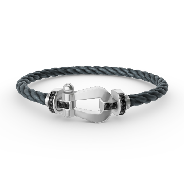 [⭐Hevara Jewelry]FORCE LARGE HORSESHOE BLACK DIAMOND BRACELET SILVER