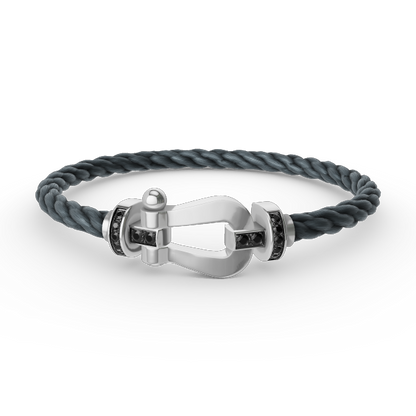 [⭐Hevara Jewelry]FORCE LARGE HORSESHOE BLACK DIAMOND BRACELET SILVER