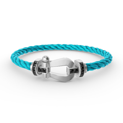 [⭐Hevara Jewelry]FORCE LARGE HORSESHOE BLACK DIAMOND BRACELET SILVER