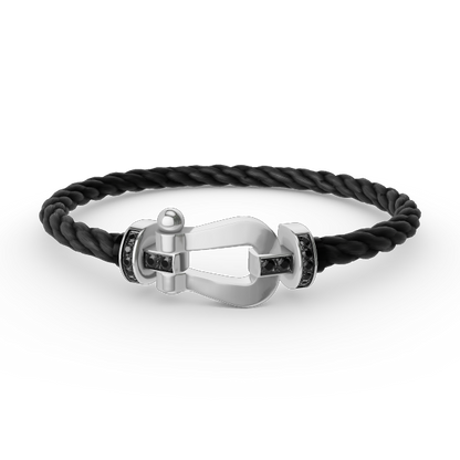 [⭐Hevara Jewelry]FORCE LARGE HORSESHOE BLACK DIAMOND BRACELET SILVER