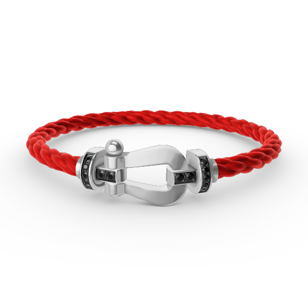 [⭐Hevara Jewelry]FORCE LARGE HORSESHOE BLACK DIAMOND BRACELET SILVER