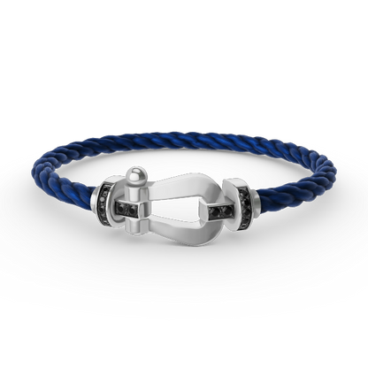 [⭐Hevara Jewelry]FORCE LARGE HORSESHOE BLACK DIAMOND BRACELET SILVER