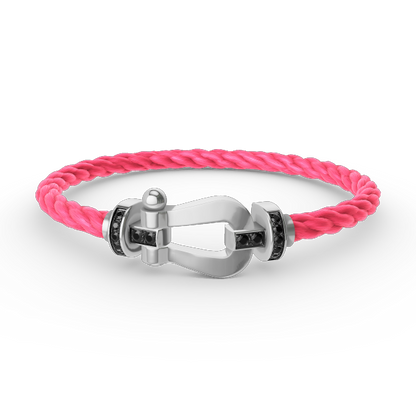 [⭐Hevara Jewelry]FORCE LARGE HORSESHOE BLACK DIAMOND BRACELET SILVER