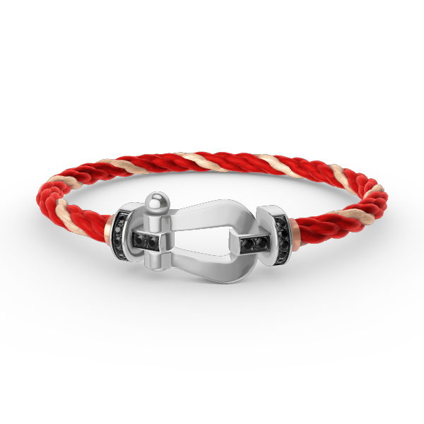 [⭐Hevara Jewelry]FORCE LARGE HORSESHOE BLACK DIAMOND BRACELET SILVER