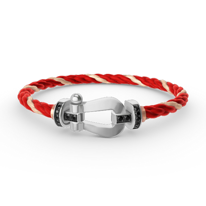 [⭐Hevara Jewelry]FORCE LARGE HORSESHOE BLACK DIAMOND BRACELET SILVER