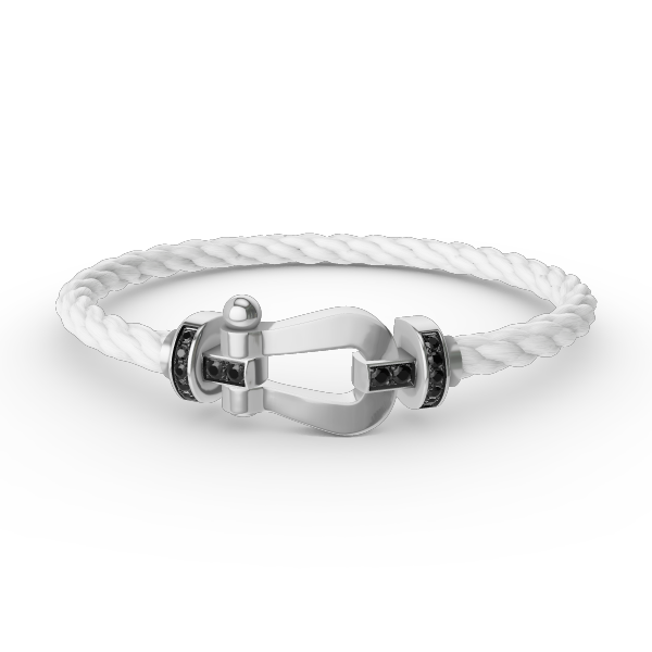 [⭐Hevara Jewelry]FORCE LARGE HORSESHOE BLACK DIAMOND BRACELET SILVER