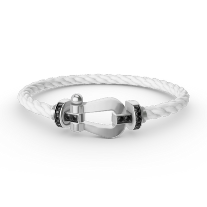 [⭐Hevara Jewelry]FORCE LARGE HORSESHOE BLACK DIAMOND BRACELET SILVER