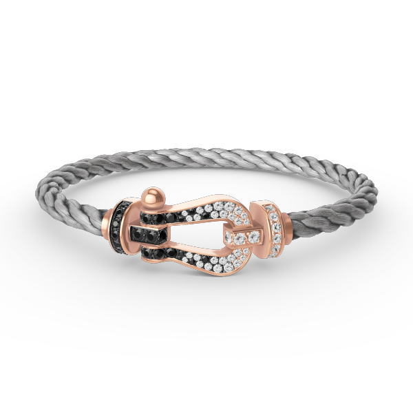 [⭐Hevara Jewelry]FORCE LARGE HORSESHOE BLACK WHITE DIAMOND BRACELET ROSE GOLD