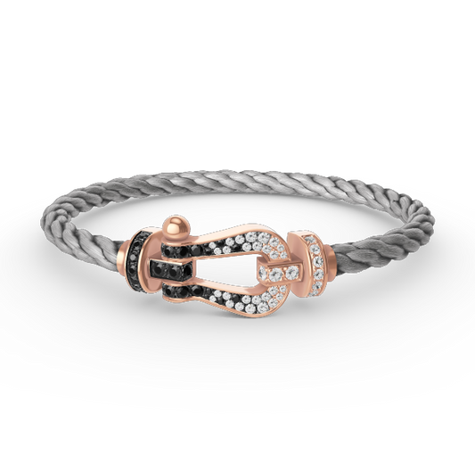 [⭐Hevara Jewelry]FORCE LARGE HORSESHOE BLACK WHITE DIAMOND BRACELET ROSE GOLD
