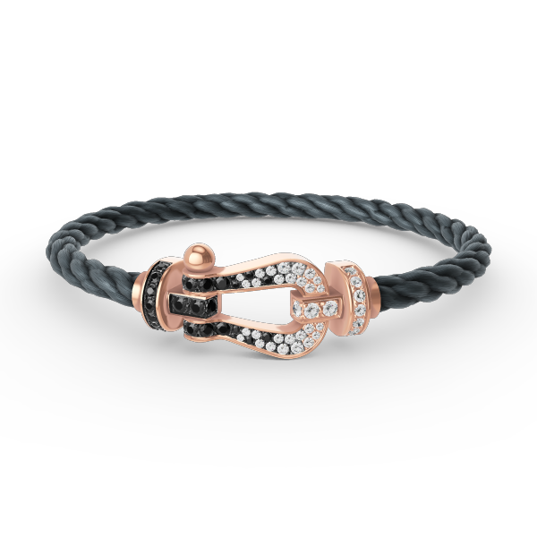 [⭐Hevara Jewelry]FORCE LARGE HORSESHOE BLACK WHITE DIAMOND BRACELET ROSE GOLD