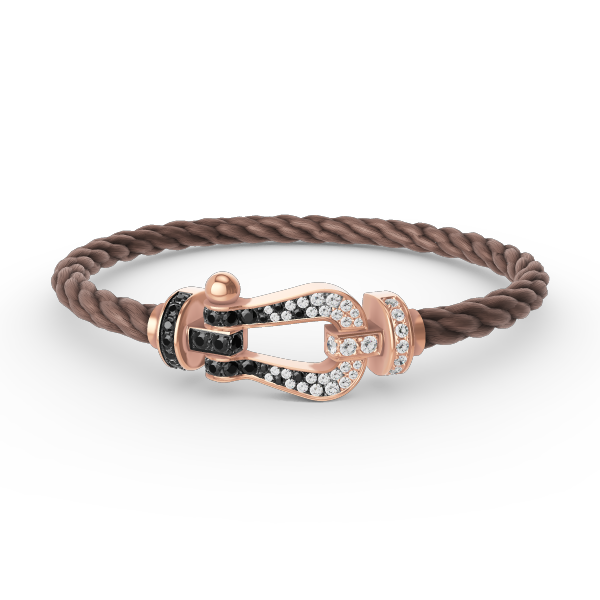 [⭐Hevara Jewelry]FORCE LARGE HORSESHOE BLACK WHITE DIAMOND BRACELET ROSE GOLD