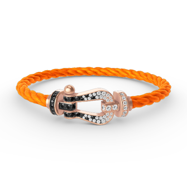 [⭐Hevara Jewelry]FORCE LARGE HORSESHOE BLACK WHITE DIAMOND BRACELET ROSE GOLD