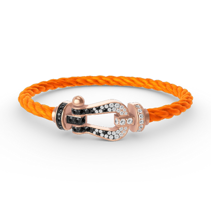 [⭐Hevara Jewelry]FORCE LARGE HORSESHOE BLACK WHITE DIAMOND BRACELET ROSE GOLD