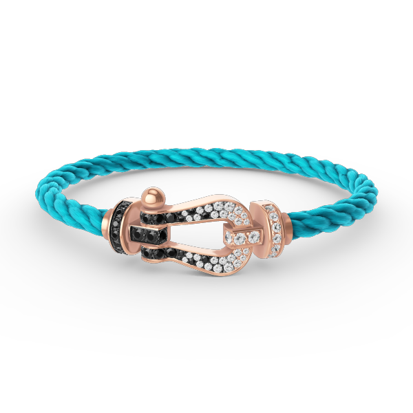 [⭐Hevara Jewelry]FORCE LARGE HORSESHOE BLACK WHITE DIAMOND BRACELET ROSE GOLD