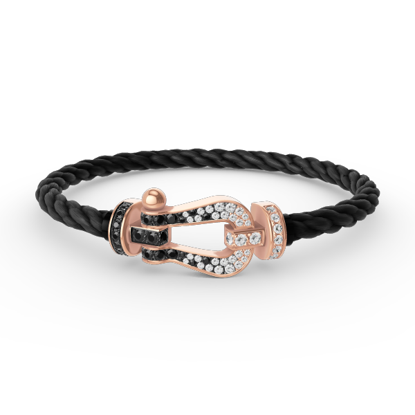 [⭐Hevara Jewelry]FORCE LARGE HORSESHOE BLACK WHITE DIAMOND BRACELET ROSE GOLD