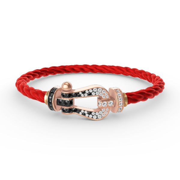 [⭐Hevara Jewelry]FORCE LARGE HORSESHOE BLACK WHITE DIAMOND BRACELET ROSE GOLD