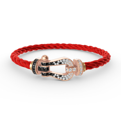 [⭐Hevara Jewelry]FORCE LARGE HORSESHOE BLACK WHITE DIAMOND BRACELET ROSE GOLD