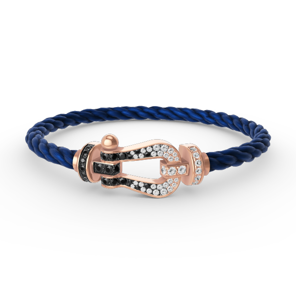 [⭐Hevara Jewelry]FORCE LARGE HORSESHOE BLACK WHITE DIAMOND BRACELET ROSE GOLD