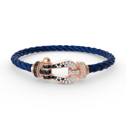 [⭐Hevara Jewelry]FORCE LARGE HORSESHOE BLACK WHITE DIAMOND BRACELET ROSE GOLD