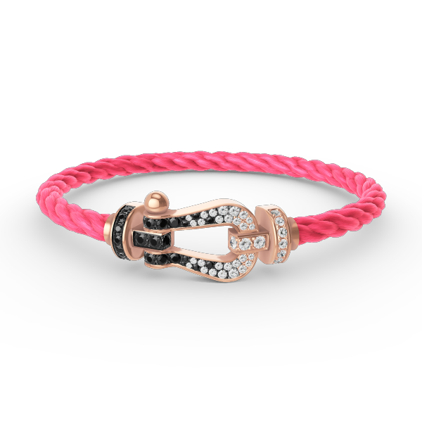 [⭐Hevara Jewelry]FORCE LARGE HORSESHOE BLACK WHITE DIAMOND BRACELET ROSE GOLD