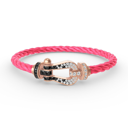 [⭐Hevara Jewelry]FORCE LARGE HORSESHOE BLACK WHITE DIAMOND BRACELET ROSE GOLD