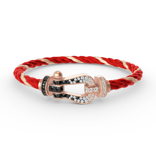 [⭐Hevara Jewelry]FORCE LARGE HORSESHOE BLACK WHITE DIAMOND BRACELET ROSE GOLD