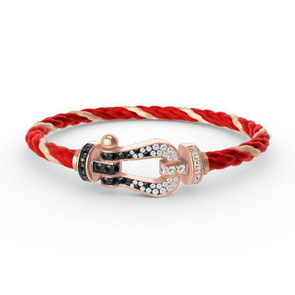 [⭐Hevara Jewelry]FORCE LARGE HORSESHOE BLACK WHITE DIAMOND BRACELET ROSE GOLD