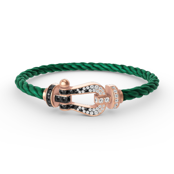 [⭐Hevara Jewelry]FORCE LARGE HORSESHOE BLACK WHITE DIAMOND BRACELET ROSE GOLD