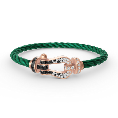 [⭐Hevara Jewelry]FORCE LARGE HORSESHOE BLACK WHITE DIAMOND BRACELET ROSE GOLD