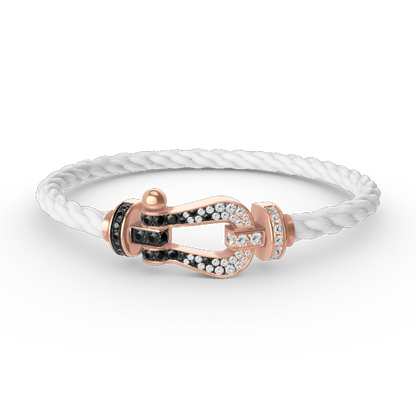 [⭐Hevara Jewelry]FORCE LARGE HORSESHOE BLACK WHITE DIAMOND BRACELET ROSE GOLD