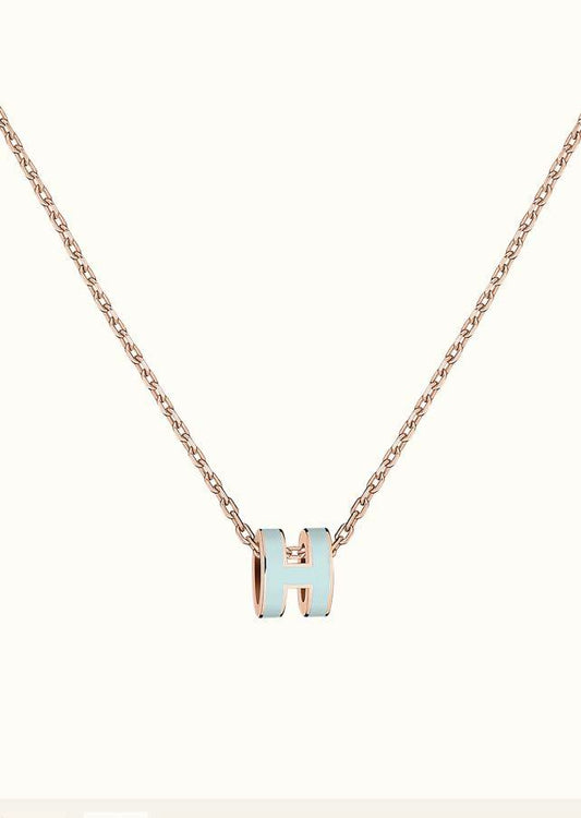 [⭐Hevara Jewelry]POP H LIGHT BLUE NECKLACE